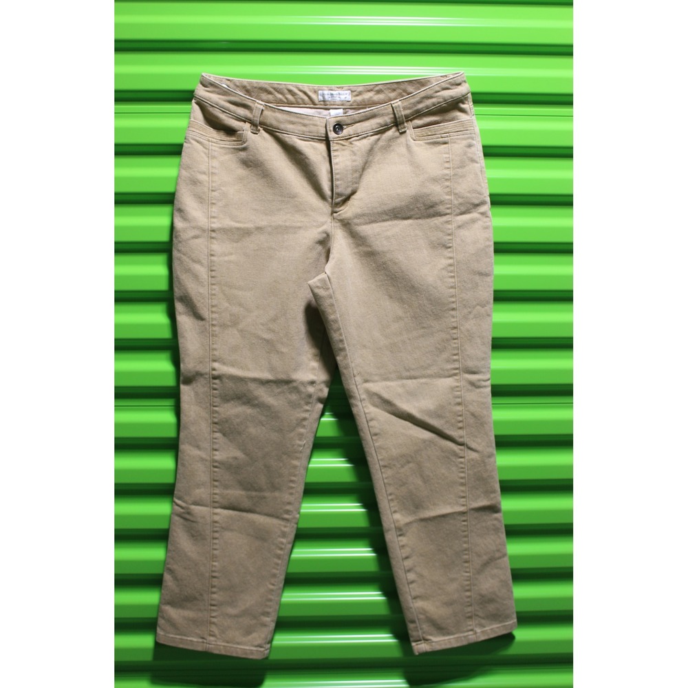 Christopher & Banks Petite Tan Khaki Straight Leg Seam Front Pants Size 14P